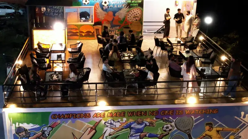Cafe X terrace overlooking the sports complex